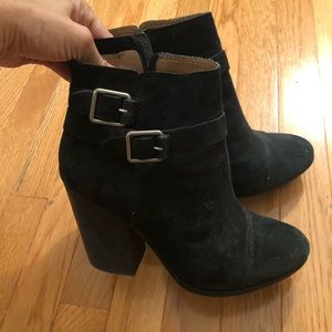 Ankle bootie with buckles